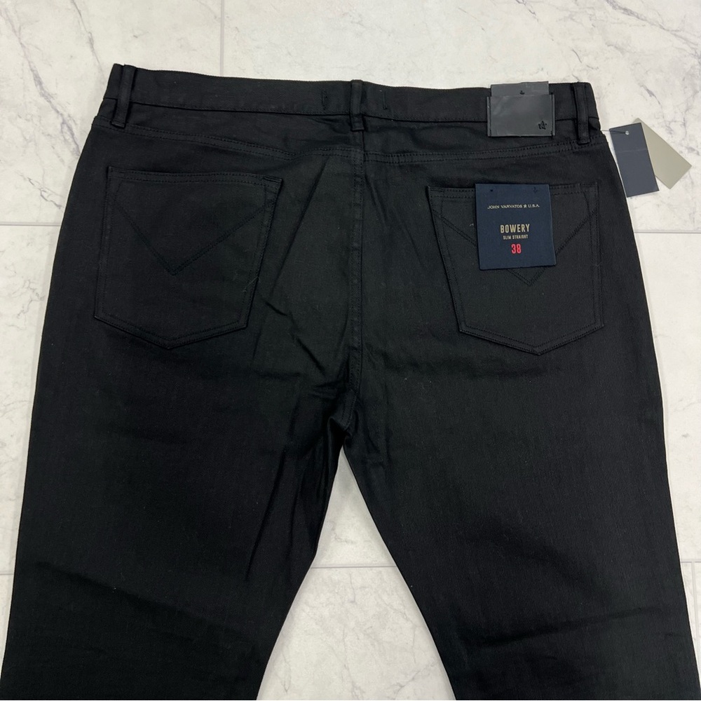 (JZ-66) John Varvatos Bowery Slim Straight Fit Jeans In Jet Black - Picture 6 of 6